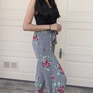 FLORAL WIDE LEG PANTS
